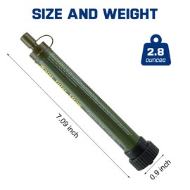 Water Filter Straw Kit Outdoor Portable Personal Water Filter Straw Water Purifier Survival Gear and Equipment for Hiking Camping Travel Army Green