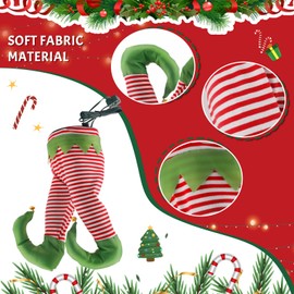 Animated Christmas Elf Legs as Tree Decoration, 13 Inch Long Elf Legs, Stuffed Plush, Kicking Christmas Elf Legs, for Hanging on the Christmas Tree for Indoor and Outdoor Christmas Decoration (Green)