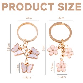 ZGDEIWGF 2 Pieces Keychains, Cherry Blossom Butterfly Keychain, Women's Keychain, Creative Pendant Keychain, Cute Decorative Pendant, pink