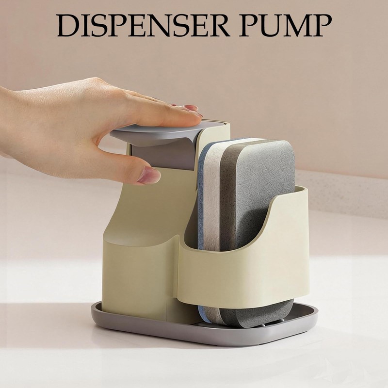 Soap Dispenser with Sponge Holder for Kitchen Sink – Press