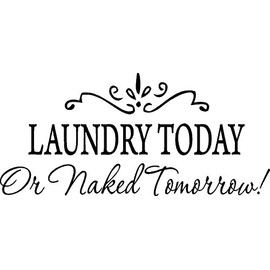 Black 15'' X 32'' Laundry Today or Naked Tomorrow Removable Wall Stickers Home Decals Decor Quote Art Vinyl Bedroom