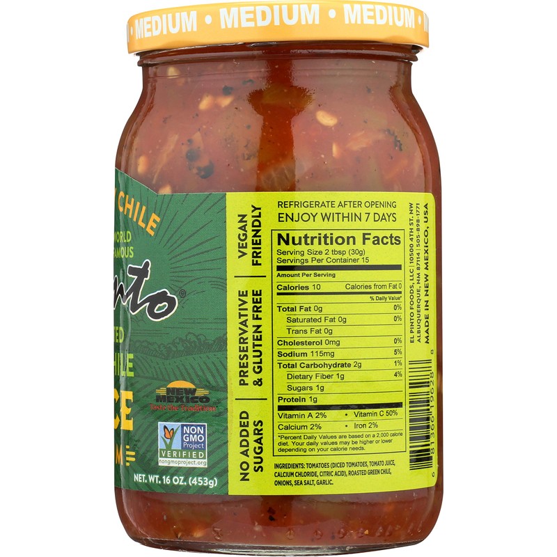 El Pinto Green Chile Sauce, Medium, 16 Ounce (Pack of