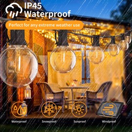 Sdduenled 50pack G40 LED Replacement Light Bulbs 120V 0.6W E12 Screw Base Shatterproof Globe Bulbs for Outdoor String Lights Dimmable Edison Light Bulbs for Patio Decor, 2700K Warm White