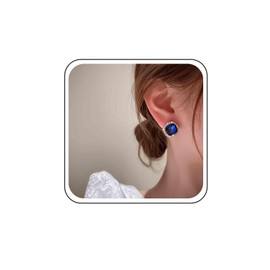 Xmsrn Vintage Kristall Quadratische Ohrringe Quadratische Sqpphire Ohrringe Strass Quadratische Ohrringe Blauem Kristall Quadratischen Ohrstecker Ohrringe Blau Saphir Ohrstecker Für Frauen