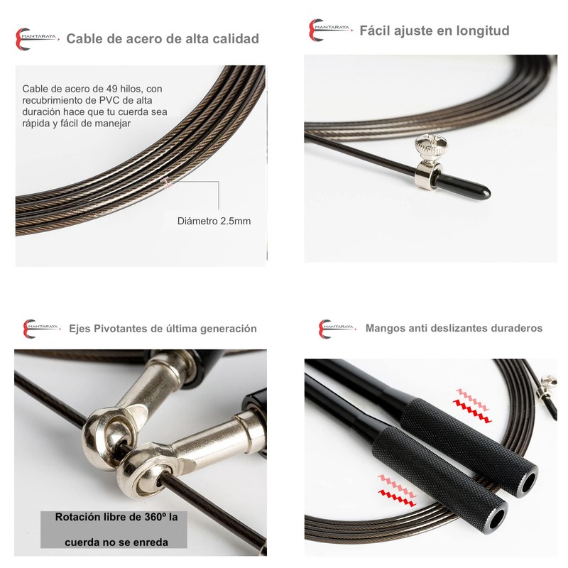 Adjustable Aluminium Handles Speed Jump Rope (Negro)