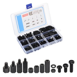 PATIKIL M4 Male Female Nylon Hex Spacer Standoff Kit, 350Pcs Motherboard Standoffs Assortment Kit, Electrical Outlet Spacers, Screws Nuts for PCB Motherboard, Circuit Board, Black