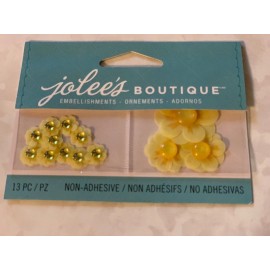 Jolee's Boutique JOLEE’S BOUTIQUE 3D MINI YELLOW FLOWERS TWO SIZES W/ GEMSTONES FLOWERS FLORAL