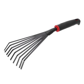 sourcing map Gardening Leaf Rake 15.96" Small Leaf Rake Soil Tiller Grass Rake with Ergonomic Handle for Sweep Leaves Gardening Cultivating Garden Sweep Yard Flower Beds