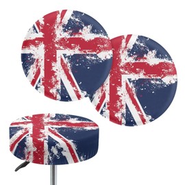 Poceacles Union Jack Round Stool Cover Round Seat Covers Washable Stool Cushion Protective Cover Elastic Bar Chair Covers for 14-16 inch Chair