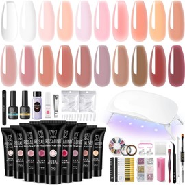 Kit de Gel Polish para Uñas, Kit de Gel de Extensión de Uñas, 20 Colores Nude, Lampara UV para Uñas, Juego de Manicura Diseño con Brillo Fino, para Manicura o Salón
