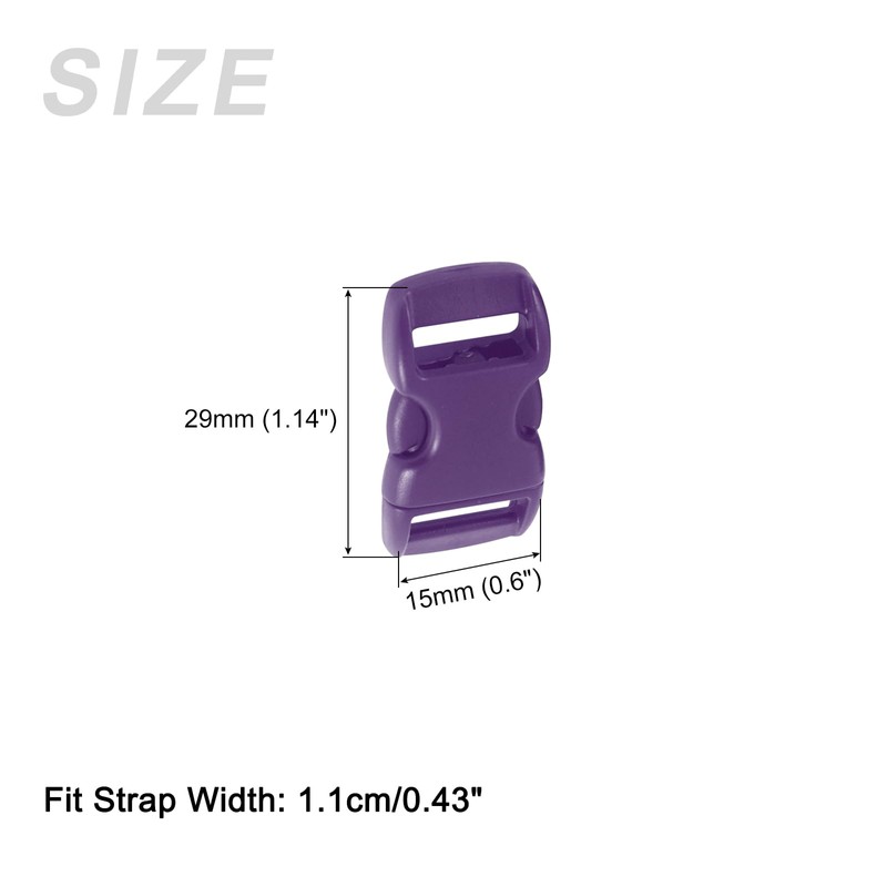 METALLIXITY Side Quick Release Buckle (1.1cm/0.43") 6Pcs, Plastic Adjustable Buckles
