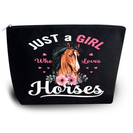 YINSSA Horse Makeup Bag Horse Gifts For Girl Sisters Horses Lover Animal Lovers Equestrian Cowgirl Inspirational Gift For Horse Moms Birthday Mother'S Day Christmas Graduation Gifts Travel Makeup Bag
