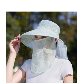 MECOCO Women Sun Wide Brim UV Protection Fishing Hats Foldable Ponytail Summer Hat (CA/US, Alpha, Medium, Large, Green)