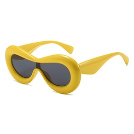 TOSGMLOUS 1-10 Years Kids Inflated Oval Sunglasses for Boys Girls Fashion Oversized Thick Frame Y2K Glasses Funny Aesthetic Shades (Yellow)