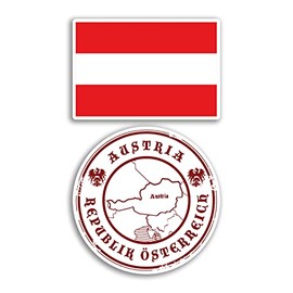 2 x 10cm Wide Austria Vinyl Stickers - Austrian Map Holiday Adventure Travel Country Scrapbooking Gift #78656