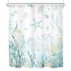 KOMLLEX Teal Gold Beach Ocean Coastal Shower Curtain for Bathroom
