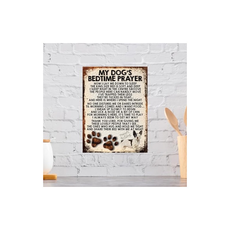 MY DOG'S BEDTIME PRAYER RETRO STYLE METAL TIN SIGN/PLAQUE (FRENCH