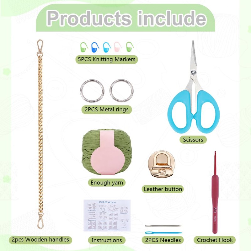 FREEBLOSS Crochet Crossbody Bag Kit Handbag Knitting and Crochet Kit