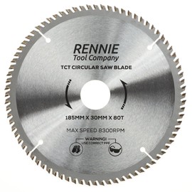 185mm x 80T TCT Saw Blade x 30mm Bore. Fits Evolution Bosch Makita Ryobi Dewalt Circular Saws etc. 185mm Circular Saw Blade For Fine Cuts + 25mm/20mm/16mm Bore Reduction Rings, Fits 190mm Circular Saw