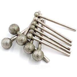POWERTOOL Rotary Burrs, Diamond Coated Round Ball Burr Rotary Tools for Hanging Mill, Engraving Machines, Glass, Tile, Carving, Material Removal (5Pcs-2.35 x 8mm)