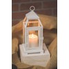 Richland White Contemporary Metal Lantern with Clear Glasses Small Set