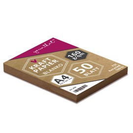 160 g/m² Recycled Design Kraft Paper I DIN A4 I Set of 50 I in Blank for DIY I Writing Paper Letter Sheets Business Equipment I Versatile for Writing Painting I dv850