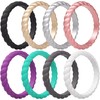 ThunderFit Womens Silicone Wedding Bands, Swivel Design, Thin and Stackable