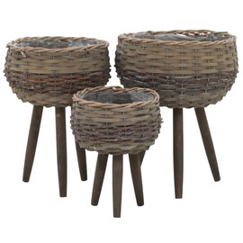 Planter Set of 3 Brown Wicker Small, Medium, Large, Gardening, Pots & Planters, 246825