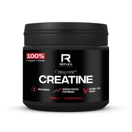 Reflex Reflex Nutrition Creapure? Creatine Monohydrate Powder Unflavoured - 100% Creatine for Strength, Muscle Gains & Recovery - No Fillers or Additives - 250g (Vegan Creatine 5g per Serving, 50 Servings)