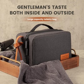 ROWNYEON Toiletry Bag for Men, Hanging Travel Organizer with Accordion Design and Wide Opening - Waterproof Large Capacity for Business Trip Essentials, Camping Gear, Gym Shower Supplies