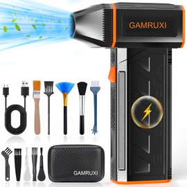 GAMRUXI Compressed Air Duster, Electric Air Blower, Air Duster for PC, Mini Blower Cordless, 3 Gears Adjustable Air Blower Duster, 130000RPM Cordless Air Duster, Hand Held Portable Blower(Black)