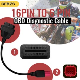 Obd2 Adapter Cable 16Pin to 6 pin OBD Diagnostic Cable,for Guzzi Kawasaki Suzuki Motorcycle 6 Pin OBD Diagnostic Cable,for Yamaha KTM 6 Pin Obd1 to Obd2 and Euro5 6-pin Connector
