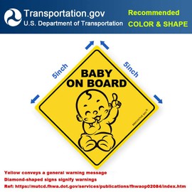 2023 Design- Baby on Board Sticker Sign (3 Pack), Baby Board, Baby car Sticker, Baby car Decal, US Department of Transportation Recommend Color & Shape,Kid Safety, 5”by5” by Innovative Bay