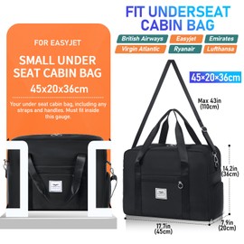FIORETTO for Easyjet Airlines Cabin Bag 45x36x20 Underseat Travel Hand Luggage Carry on Bag Weekend Overnight Duffle Holdall Bag for Women and Men with Shoes Compartment Green