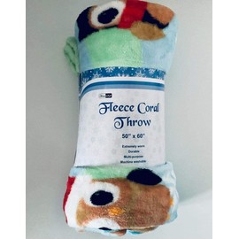 Cozydoze Xmas Blankets - Fleecy Throws. Christmas Trees, Reindeer, Owls, Winter Snowflakes In Red, Blue, Silver Grey, Gold, White. Warm & Cosy Double Thermal Fleece (Owls)