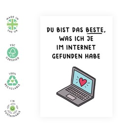 Central 23 Funny Anniversary Card for Men Women - 'Best What I Ever Found on the Internet' - Virtual Couple - LDR - Friends - Valentine's Day Card for Boyfriend Girlfriend