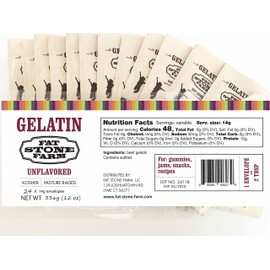 Fat Stone Farm Kosher Beef Gelatin Powder (Unflavored) - Single Serving ½ oz Paper Packets (24)