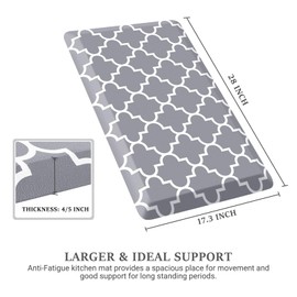 WISELIFE Anti Fatigue Floor Mat - 4/5 Inch Kitchen Mat Non Slip Waterproof Heavy Duty Ergonomic Comfort Mat Durable for Home, Office, Sink, Laundry,(17.3" x 28", Grey)