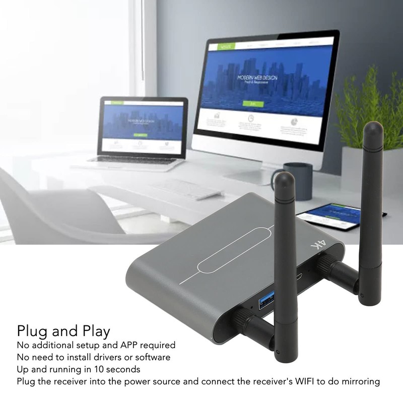 4K Wireless HDMI VGA Display Adapter Dongle, 5G WiFi Converter