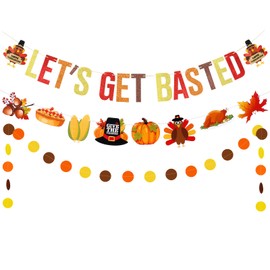 Let‘s Get Basted Banner Friendsgiving Banner Decorations, Funny Thanksgiving Banner Decorations for Let‘s Get Basted Thanksgiving Party Decorations
