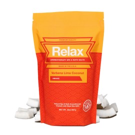Epsom Salt Bath Soak, Dead Sea Salt for Soaking, Hot Tub Spa Aromatherapy, Bath Crystals with Vitamins & Minerals, Verbena Lime Coconut Scent by Relax