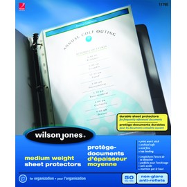 Wilson Jones Medium Weight Sheet Protectors, Non-Glare, Clear, Letter Size, Box of 50 (5050511795)