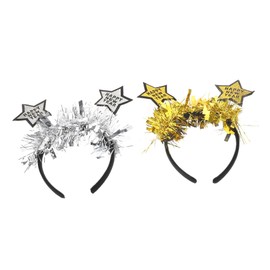 IWOWHERO 2pcs Glittering Tinsel Star Headband Year Party Favors Accessories Holiday Headwear for Christmas Year's Eve Celebrations