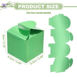 PATIKIL 2.48x2.48x3.15 Inch Favor Boxes, 100 Pcs Candy Party Gift Boxes for Wedding Mother's Day Easter Anniversary Christmas Graduation Celebration, Reflective Green