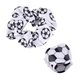 Soccer Hair Claw Clips Scrunchies for Women Football Party Favors Hair Tie Jaw Clamps Accessories Soccer Player Lover Birthday Jaw Barrettes Satin Scrunchies Decor for Thin Thick Hairstyle