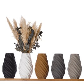 3D Vase Edina Decorative Vase XL 38 cm Floor Vase Decorative Vase Pampas Grass Dried Flowers (Brown)