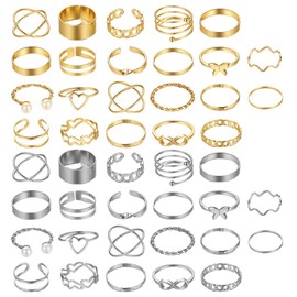 Pack of 44 Bohemian Joint Rings, Ideal for Birthday Parties, Proms and More, Stackable Midi Ring Set, Gold Silver Vintage Stackable Rings, Two Colours (22 Pieces Each in Gold and Silver)