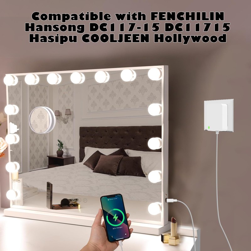 Sigely 12V 2A AC Power Supply Cord for Vanity Makeup