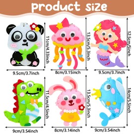 WHYCNJL Pack of 6 DIY Sewing Kit Animal Shapes Felt Craft Set for Children and Beginners, Animal Sewing Craft Set, with Filling Wadding, Plastic Needles, Filled Felt Plush Ornaments for Crafts