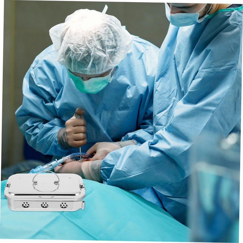 NIYANGLE Stainless Steel Medical Storage Case with Lid and Holes